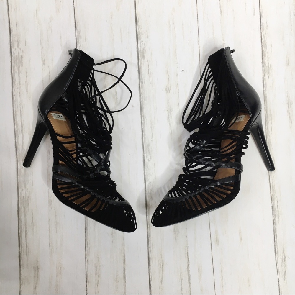 Zara Trafaluc Black Caged Stiletto Heels